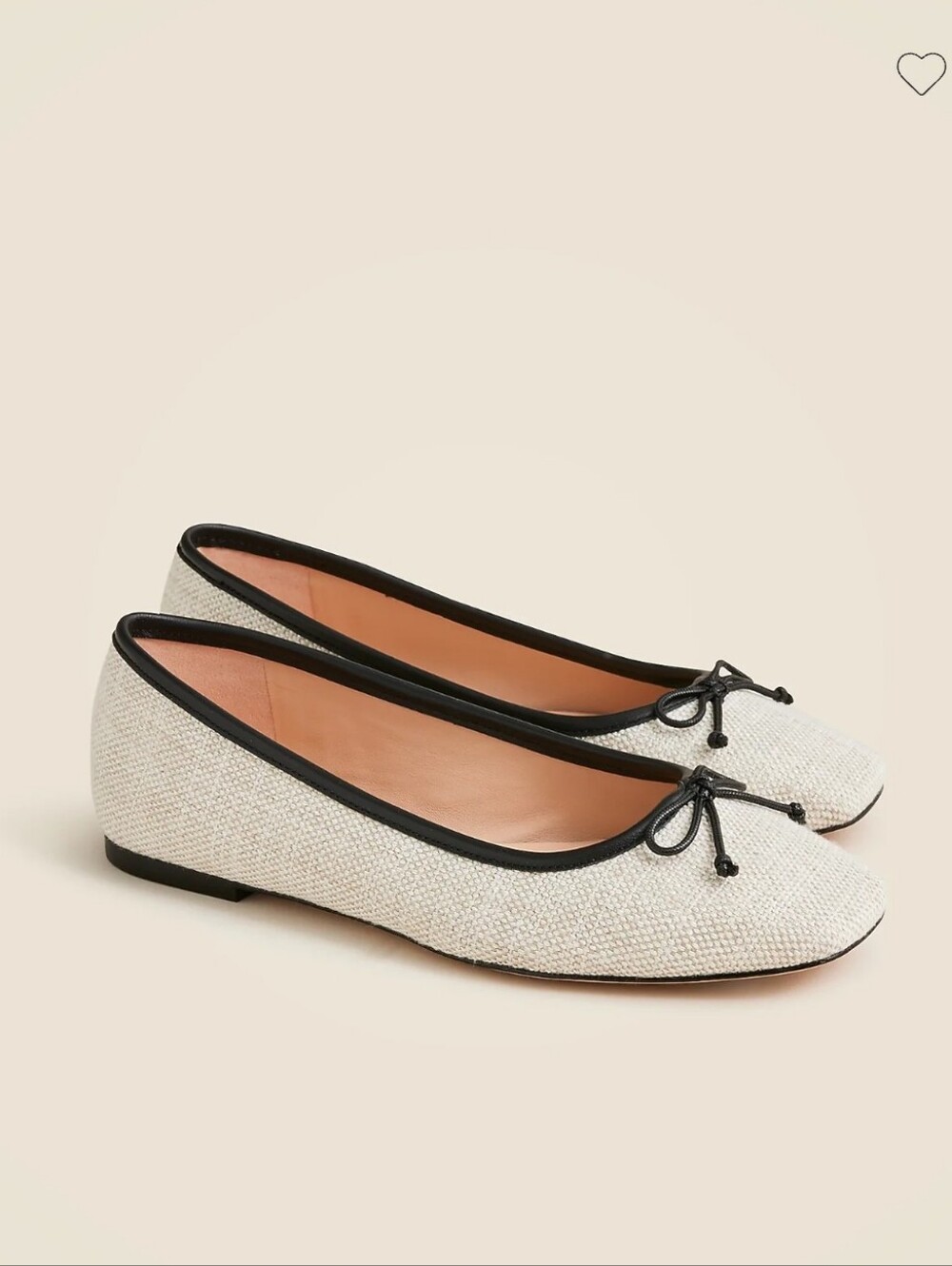 J Crew Quinn Square Toe Spanish Canvas Women's Beige Ballet Flats